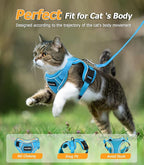 Halypet Cat Harness and Leash Set [MAX Safety 4th-Gen Upgrade] Escape Proof Adjustable Cat Leash Comfortable Soft Vest Easy to Wear Kitten Harness with Reflective Strip for Cats Walking, S SkyBlue