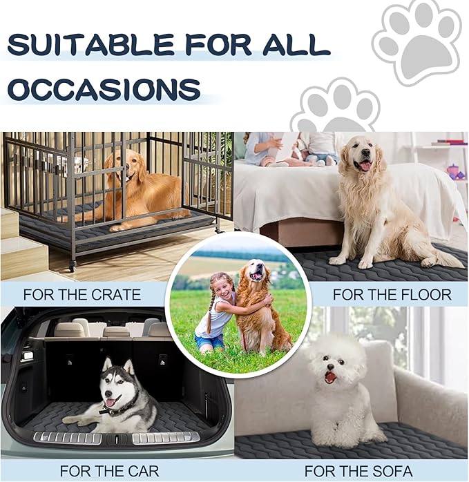 Bubble bear Dog Crate Mat - Upgraded Thick, Ultra Soft, Washable & Anti-Slip Kennel Pad for Small/Medium/Large Dogs, Dark-Hued to Hide Stains (42"x28")