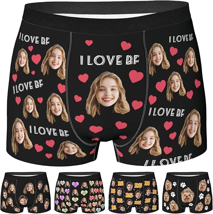 Personalized Underwear for Men with Face Custom Face Boxers Customized Boxer Briefs Funny Gifts for Him Husband Boyfriend