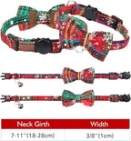Joytale 2 Pack Christmas Cat Collar with Bells, Breakaway Cat Collars with Bow Tie, Girl Boy Safety Plaid Kitten Collars, Christmas Red+Green