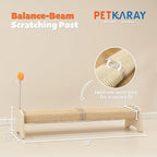 PETKARAY Horizontal Scratching Post, 30" Sisal Cat Scratch Pad, Large Floor Mounted Cat Scratcher with Spring Toy, Protect Furniture for Indoor Kitten