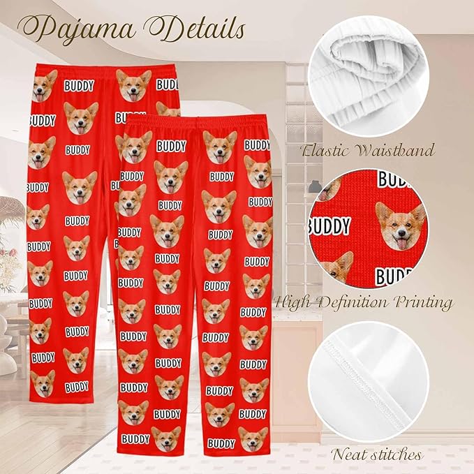 Custom Couple Pajama Pants Sock with Funny Face, Personalized PJ Anniversary Birthday Women Men Pants