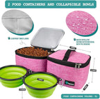 PetAmi Dog Travel Bag - Travel Pet Organizer with Food Container and Bowls, Perfect for Weekend Camping, Cat Diaper Bag (Pink, Large)