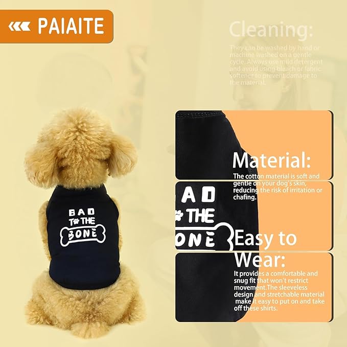 Discover Cozy Cotton Canine Wear: Soft, Lightweight, and Breathable Dog Shirt Vest with Eye-Catching Graphics(Bad to The Bone), Keeping Your Furry Friend Warm and Comfy! Grey L