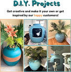 Good Pet Stuff Hidden Litter Box Planter, Decorative Cat Litter Enclosure with Carbon Filter, Artificial Plant, Easy Clean, Improved Design, Round Style, Base Kit, Coastal Blue
