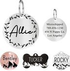 Ultra Joys Stainless Steel Pet ID Tag Dog Name Tags Personalized Front and Back Engraving, Customized Dog Tags and Cat Tag, Optional Engraved on Both Sides, Round Tag Vine Design 2, Silver Small