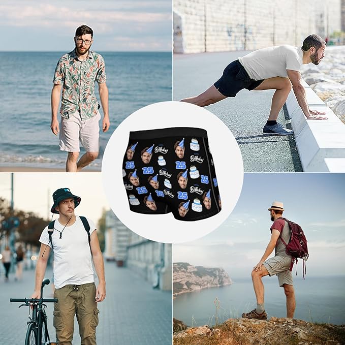Personalized Underwear for Men with Face Custom Face Boxers Customized Boxer Briefs Funny Gifts for Him Husband Boyfriend
