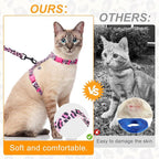 BEAUTYZOO Cat Harness and Leash Set Escape Proof for Walking, Kitten Soft Adjustable Vest Harnesses for Small Medium Large Cats, Easy Control Breathable Plaid Ribbon Nylon for Outdoor Indoor Use