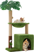 37" Cat Tree Tower for Indoor Cats，2-in-1 Multi-Functional Comfort with Premium Sisal Scratching Post, Cat Cando with Mouse Hole and Plush Toy Ball Large Hammock for Kitty or Small Cats