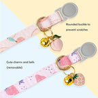 Faygarsle 2 Pack Breakaway Cat Collar with Bells for Female Girl Cats Cute Pink Collar with Peach Strawberry Charm Summer for Cats