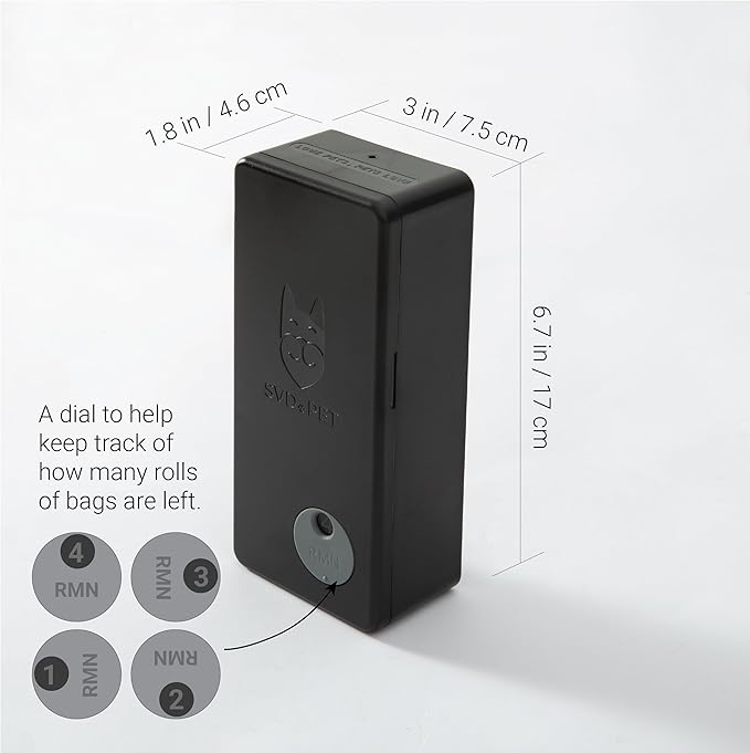 SVD.PET Dog Poop Bag Dispenser, Outdoor or Indoor Pet Waste Bag Dispenser Station, Wall Mount or Hanging with Strap. Easy to Refill Magnetic Cover (Black, Dispenser only)