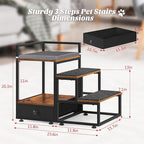 Dog Window Perch, Elevated Pet Bed with Stairs and Storage Drawer, Non-Slip Dog Stairs for Small Dogs, Cat Dog Window Seat Pet Stairs for Bed and Couch, Rustic Brown