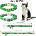 Cat Collar,2Pack St.Patrick's Day Kitten Collars Cute Shamrock Breakaway Kitty Collars,Spring Green Trefoil Cat Collar with Bell, Lucky Clover Kitten Collars for Girl & Boy Cats