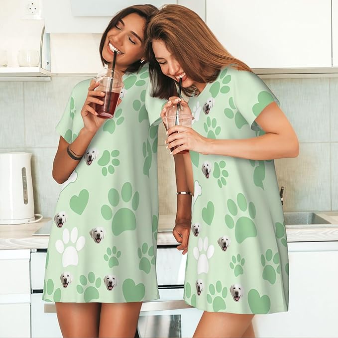 Personalized Matching Dog and Owner Clothes Separately Sold, Custom Face Nightgown for Women Dogs