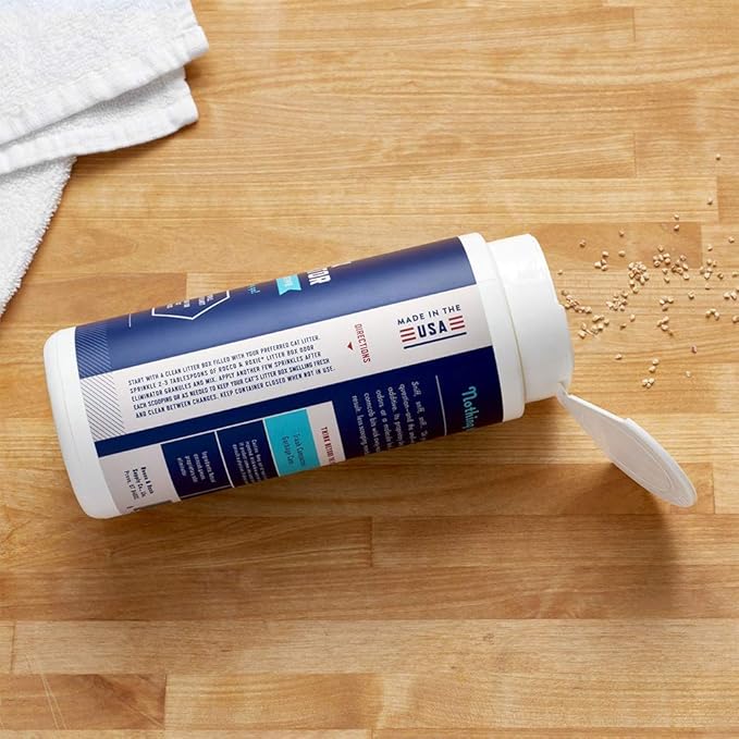 Rocco & Roxie Litter Box Odor Eliminator, Best Natural Urine Deodorizer, Cat Box Deodorizer, Smell Control, Odor Absorber, Safe for Kitty, 12 oz