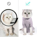 Dotoner Cat Surgery Recovery Suit for Female Male Anti-Licking Pet Surgical Pajamas Long Sleeve Prevent Shedding Cat Spay Recovery Suit&E Collar Alternative Bodysuit for Cats
