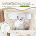 Globlazer Heavy Duty Cat Tree Tower, 70inch Sturdy Cat Tree for Indoor Cats Sturdy Large Cat Tower with Scratching Post and Scratching Board, Hammock, Cat Condo for Adult Cats Kittens, F70 Pro, Beige