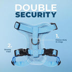 Voyager Escape-Proof Step-in Lock Cat Harness & 5ft Neoprene-Handle Leash Set All-Weather Mesh with Reflective Stitching for Small to Large Cats by Best Pet Supplies, Baby Blue, XXS