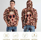 Artsadd Custom Face Unisex athletic Pockets Sweatshirt Loose Hoodie Custom Christmas Long Sleeve Sweatshirt Hooded Pullover