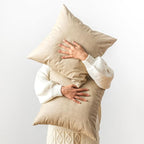 Pack of 2 Oversized Leather Pillow Cover Neutral Decorative, Beige Modern Boho Abrasion Floor Cushion Covers, for Home Decor Outdoor Waterproof Pet Hair Resistant Throw Pillow Covers 28x28 inch