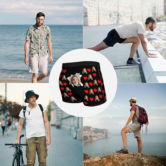 Personalized Underwear for Men with Face Custom Face Boxers Customized Boxer Briefs Funny Gifts for Him Husband Boyfriend
