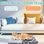 VitalCozy 2 Pack Self Warming Cat Mat Self Heating Pad Bed Reversible Machine Washable Reflects Body Heat Warm Thermal Pet Pad Crate Blanket for Feral and Indoor Cat(Star,21" X 14")