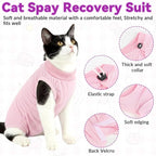 Cat Recovery Suit, Breathable Cat Onesie for Cats After Surgery, Kitten Onesie Bodysuit for Female Abdominal Wounds Skin Diseases E-Collar Alternative Wear (Pink, Medium)