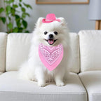 Pet Cowboy Costume Accessories Halloween Costumes for Small Pet Dogs Cat Cowboy Hat for Dogs and Bandana Scarf Halloween Party Western Cosplay Accessories (Pink, Small)