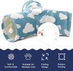 Tempcore Cat Tunnels for Indoor Cats, Cat Tube Toys 3 Way Collapsible, Pet Play Tunnel with Peek Hole Toy Ball for Kitty, Kitten, Rabbit, Blue Cloud