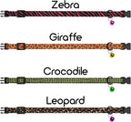 4PCS Breakaway Cat Collars with Bell - Cute Soft Adjustable Safety Kitten Collars 4-Pack - Nylon Pet Collars Nature Tribal Striped Floral Space Aztec Flowers Print (Animal Print)