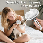 Pet Steam Brush for Dogs & Cats - 2-in-1 Deshedding & Detangling Tool with Steam Spray, Anti-Static Grooming Brush for Long/Short Haired Pets, Waterless Cleaning & Massage(White)