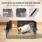 Stainless Steel Litter Box with Lid: Metal Cat Litter Box for Small Cats with Scoop, High Sided Kitty Litter Pan Tray, 17.4'' x 13.5'' x 8.5'', Non-Stick, Anti-Leakage, Easy Cleaning (Black)