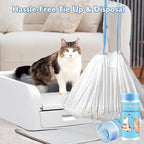 100 Count Self-Cleaning Cat Litter Box Liners Compatible with Petsafe for Clumping & for Smartspin Box, Drawstring Heavy Duty Kitty Litter Receptacles Bags Replacement Trash Bag -23" x 12"