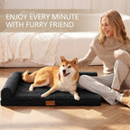 Patas Lague Orthopedic XL Dog Bed Large Sized Dog 48''X30'', Waterproof L Bolster Big Pet Sofa Beds with Removable Washable Cover, Soft Comfortable Pet Couch Crate Mat with Nonskid Bottom, Black
