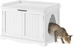 Yaheetech Cat Litter Box Enclosure, Hidden Litter Furniture, Cat Washroom, Pet Crate, Decorative Storage Bench Pet Side Table for Large Cat Kitty, White