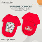 Parisian Pet Ketchup Dog Costume - 100% Cotton Red Dog Clothes for Large Dogs Boys - Lightweight Puppy Outfits - Funny French Bulldog Clothes - Cute Pet Shirt - Stretchy T Shirt for Dogs