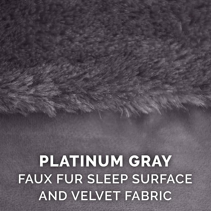 Furhaven Cooling Gel Dog Bed for Medium/Small Dogs w/ Removable Bolsters & Washable Cover, For Dogs Up to 35 lbs - Plush & Velvet L Shaped Chaise - Platinum Gray, Medium