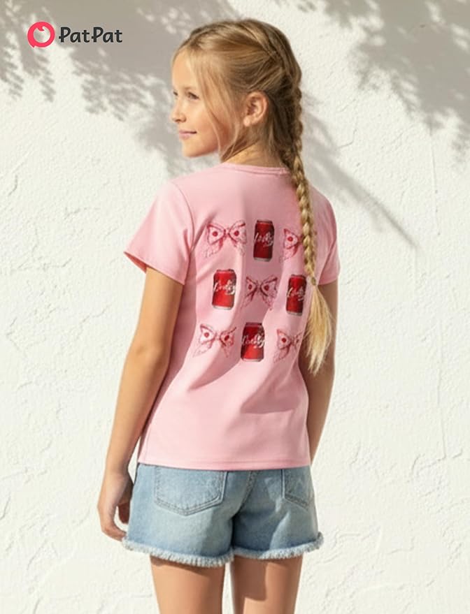 PATPAT Girls Crewneck Short Sleeve Graphic Tees Animal Print Shirts Cute Summer Outfits 5-12 Years