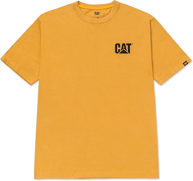 CAT Men's Trademark T-Shirts with Shape-Retention Rib Trim Spandex, Tagless Neck, and Cat Logo on Left Chest