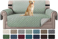 H.VERSAILTEX Reversible Loveseat Cover Water Resistant Loveseat Slipcover Washable Loveseat Couch Cover with Non Slip Elastic Strap Furniture Protector for Kid Dog Pet(Loveseat, Desert Sage/Beige)
