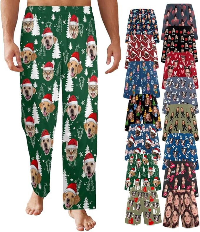 Custom Pajama Pants for Men, Personalized PJ Pants with Photos, Custom Mens Pajama Shorts, Gifts for Dad Husband