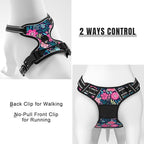 Rnivvi No Pull Dog Harness, Cute Flower Reflective X-Large Sized Puppy Harness, Adjustable Soft Padded Vest for Large Dogs, Heavy Duty Pet Vest with Easy Control Handle for Walking Training, Elegant