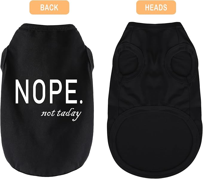 Discover Cozy Cotton Canine Wear: Soft, Lightweight, and Breathable Dog Shirt Vest with Eye-Catching Graphics(Nope not Today), Keeping Your Furry Friend Warm and Comfy! Black XXS