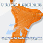 Cat Harness and Leash Set Escape Proof for Kitten Walking, Soft Adjustable Top Handle Vest Harnesses for Cats, Easy Control Breathable Reflective Small Medium Large, Orange, XXS