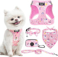 PUPTECK Adjustable Dog Harness Collar and Leash Set, Step in No Pull Pet Harness for Small Medium Dogs Puppy Cats Outdoor Walking, Soft Mesh Padded Reflective Vest Harnesses, Light Pink Alpaca, XS