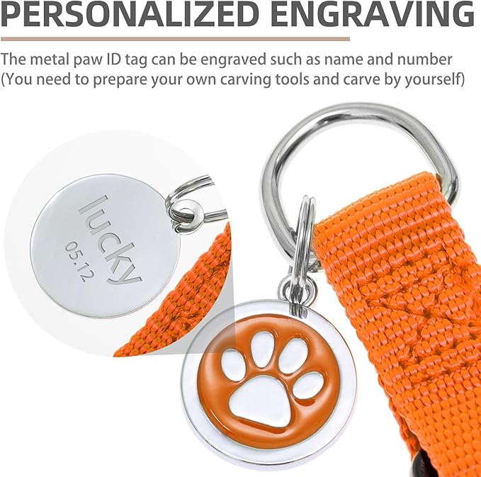 PUPTECK No Pull Dog Harness Soft Adjustable Basic Nylon Step in Puppy Vest Outdoor Walking with ID Tag and A-ir Tag Case, Orange, M