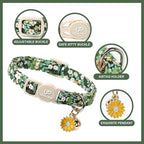 Cat Collar, 2Pack Flower Cats Collars-Cute Summer Breakaway Cat Collar with Bell & Pendant, Pretty Flower Kitten Collars with Safety Buckle for Girl & Boy Cats, 7-12Inch
