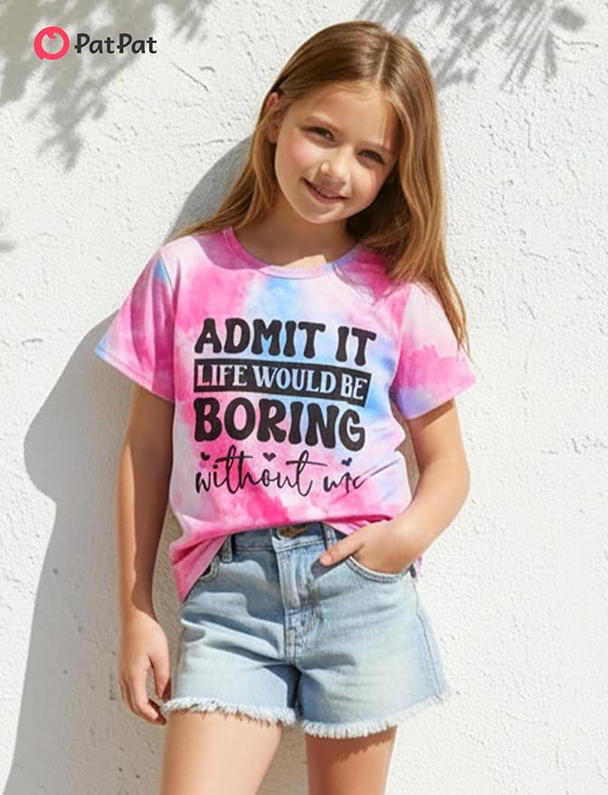PATPAT Girls Crewneck Short Sleeve Graphic Tees Animal Print Shirts Cute Summer Outfits 5-12 Years