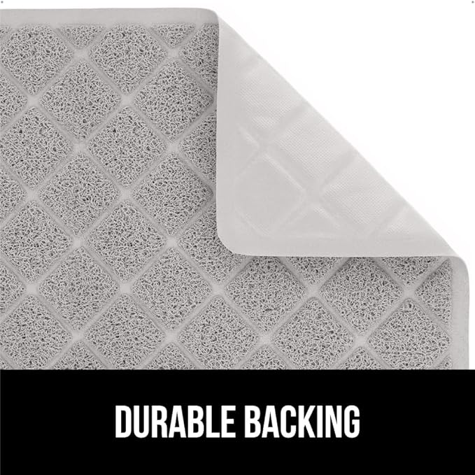 GORILLA GRIP Cat Litter Box Mat, 40x28, Water Resistant, US Designed Kitty Litter Trapping Mats, Easy to Clean, Scatter Control, Less Mess and Clean Floors, Kitten Supplies for Indoor Cats, Light Gray