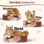 ComSaf Cat Scratcher Cardboard Bed Lounge Couch for Indoor Cats Oval Shape 17"x13", Kitty Cat Scratching Pad Recycle Corrugate Scratcher Long Lasting Furniture